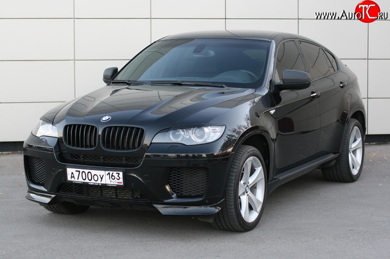 4 749 р. Накладки Global-Tuning на передний бампер автомобиля  BMW X6  E71 (2008-2014) дорестайлинг, рестайлинг (Неокрашенная)  с доставкой в г. Омск