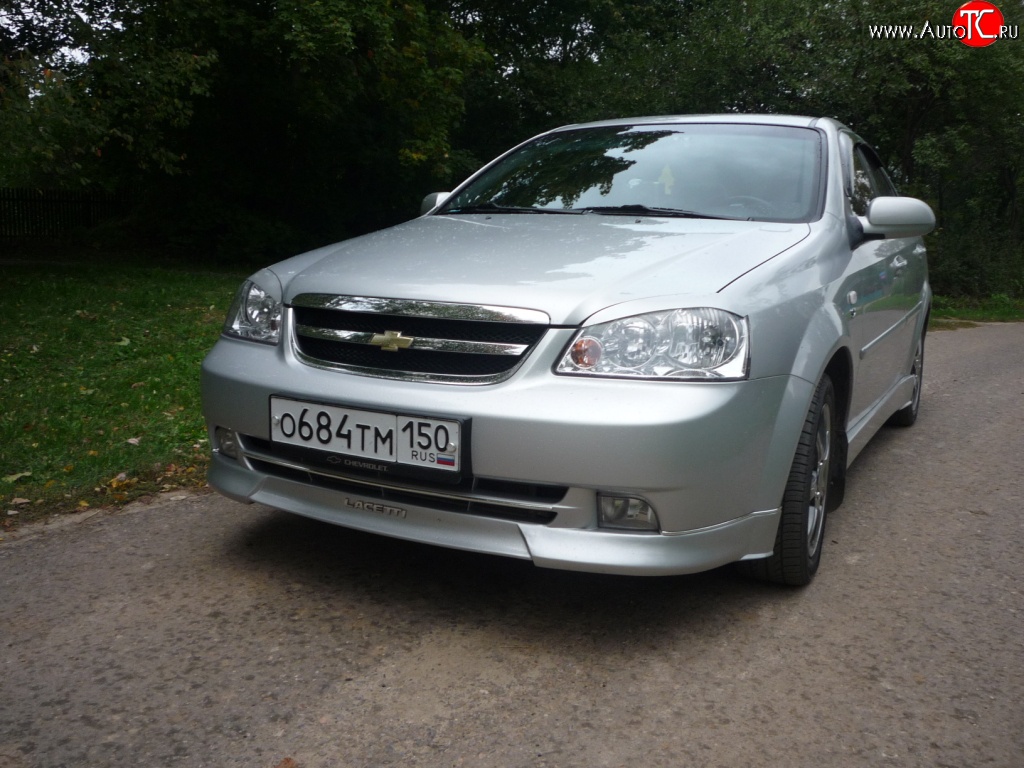 3 499 р. Накладка CTS на передний бампер автомобиля Chevrolet Lacetti седан (2002-2013) (Неокрашенная)  с доставкой в г. Омск