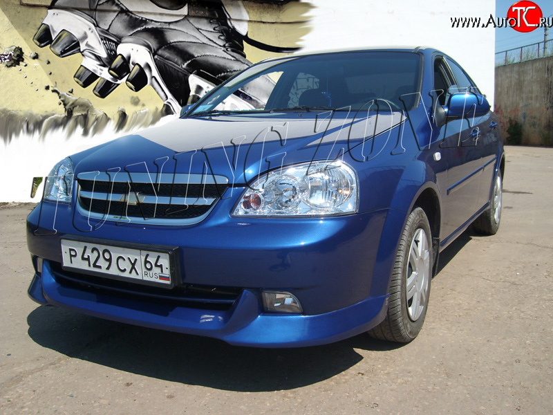 2 399 р. Накладка переднего бампера Tuning Zone Chevrolet Lacetti седан (2002-2013) (Неокрашенная)  с доставкой в г. Омск