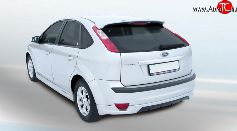 4 999 р. Накладка заднего бампера FT  Ford Focus  2 (2004-2008) хэтчбэк 3 дв. дорестайлинг, хэтчбэк 5 дв. дорестайлинг (Неокрашенная)  с доставкой в г. Омск