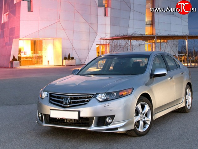 6 199 р. Накладка переднего бампера Type-S  Honda Accord  CU (2008-2011) седан дорестайлинг (Неокрашенная)  с доставкой в г. Омск