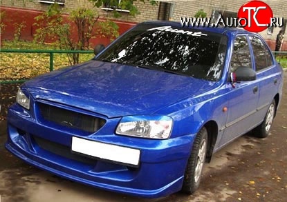 7 499 р. Передний бампер ATH New Hyundai Accent седан ТагАЗ (2001-2012) (Неокрашенный)  с доставкой в г. Омск