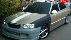 5 949 р. Пороги накладки ATH New Hyundai Accent седан ТагАЗ (2001-2012) (Неокрашенные)  с доставкой в г. Омск. Увеличить фотографию 2