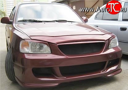 7 349 р. Передний бампер ATH Hyundai Accent седан ТагАЗ (2001-2012) (Неокрашенный)  с доставкой в г. Омск