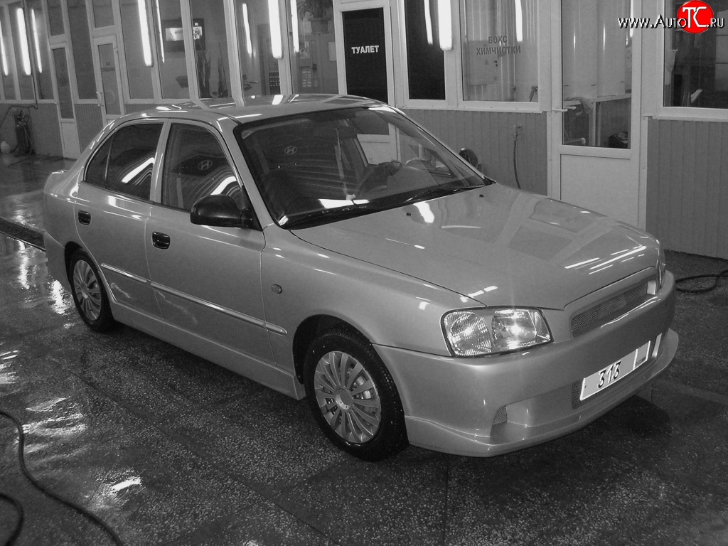 5 699 р. Передний бампер Classic Style Hyundai Accent седан ТагАЗ (2001-2012) (Неокрашенный)  с доставкой в г. Омск