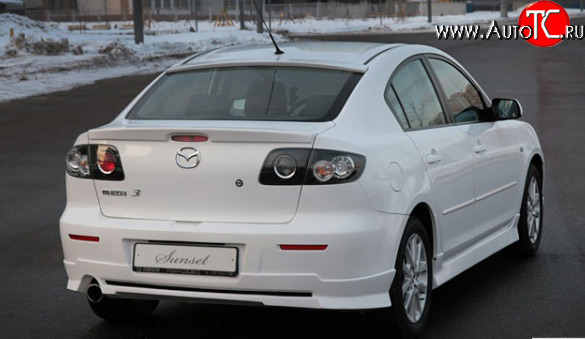 6 949 р. Накладка заднего бампера Sunset Mazda 3/Axela BK дорестайлинг седан (2003-2006) (Неокрашенная)  с доставкой в г. Омск