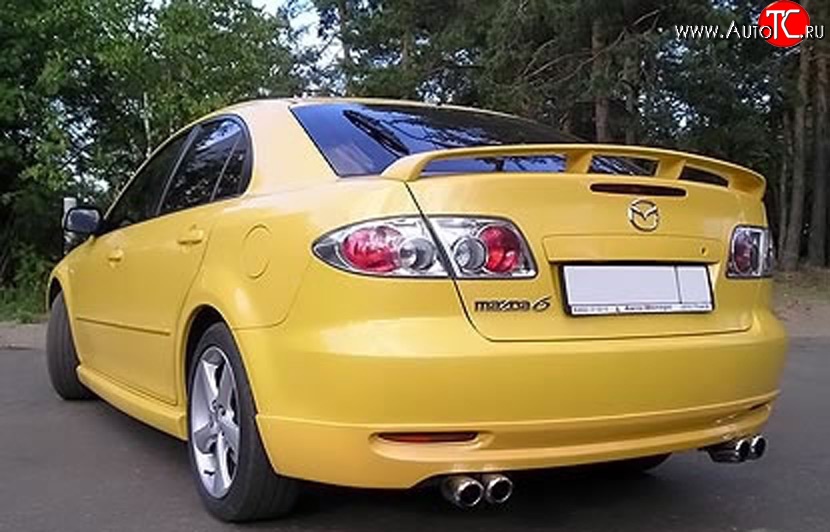 7 349 р. Накладка заднего бампера AERO  Mazda 6  GG (2002-2005) лифтбэк дорестайлинг, седан дорестайлинг (Неокрашенная)  с доставкой в г. Омск