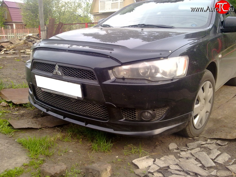 3 599 р. Накладка переднего бампера Elegance Mitsubishi Lancer 10 седан рестайлинг (2011-2017) (Неокрашенная)  с доставкой в г. Омск