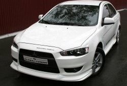 4 749 р. Накладка переднего бампера Mitsubishi global-Tuning Mitsubishi Lancer 10 хэтчбек 5 дв рестайлинг (2011-2017) (Неокрашенная)  с доставкой в г. Омск. Увеличить фотографию 2