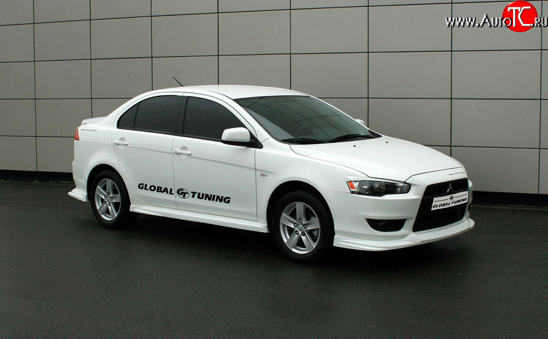 4 749 р. Пороги накладки Global-Tuning Mitsubishi Lancer 10 хэтчбек 5 дв рестайлинг (2011-2017) (Неокрашенные)  с доставкой в г. Омск