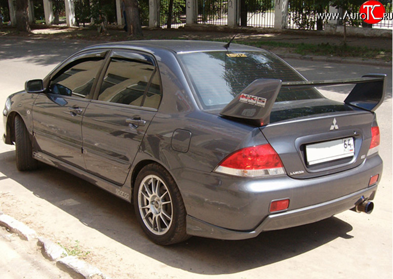 4 189 р. Накладка на задний бампер M-VRS Mitsubishi Lancer 9 2-ой рестайлинг седан (2005-2009) (Неокрашенная)  с доставкой в г. Омск