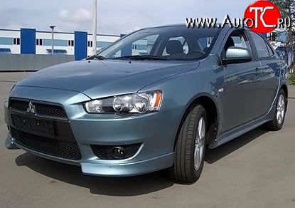 2 699 р. Клыки Evo на передний бампер автомобиля Mitsubishi Lancer 10 хэтчбэк дорестайлинг (2007-2010) (Неокрашенные)  с доставкой в г. Омск