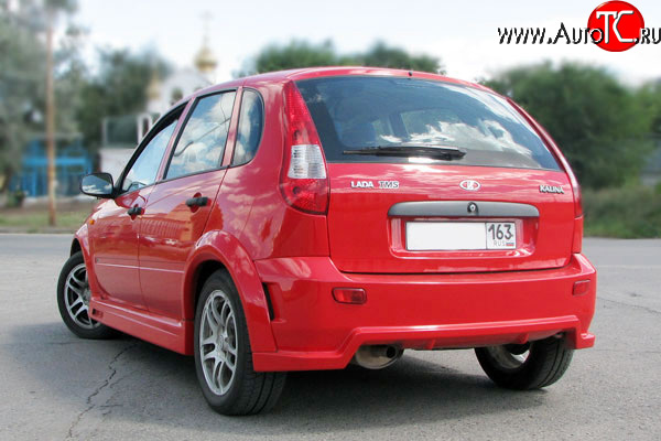 8 929 р. Задний бампер TMS-GTI Лада Калина Спорт 1119 хэтчбэк (2008-2014) (Неокрашенный)  с доставкой в г. Омск