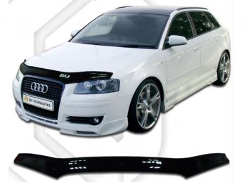 1 839 р. Дефлектор капота CA-Plastiс  Audi A3 ( 8P1 хэтчбэк 3 дв.,  8PA хэтчбэк 5 дв.) (2004-2008) 1-ый рестайлинг, 1-ый рестайлинг (Classic черный, Без надписи)  с доставкой в г. Омск. Увеличить фотографию 1