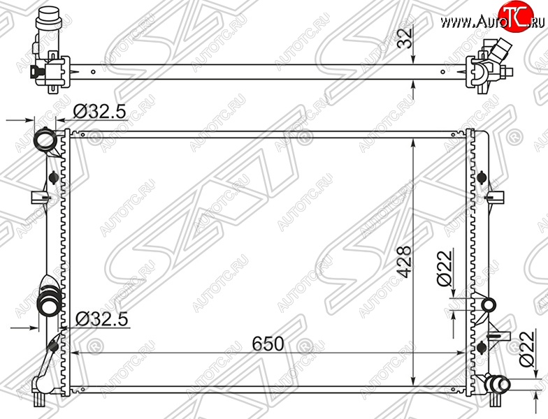 7 749 р. Радиатор двигателя SAT (пластинчатый) Audi A3 8PA хэтчбэк 5 дв. 1-ый рестайлинг (2004-2008)  с доставкой в г. Омск