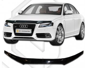 1 899 р. Дефлектор капота CA-Plastic  Audi A4  B8 (2007-2011) дорестайлинг, седан, дорестайлинг, универсал (Classic черный, Без надписи)  с доставкой в г. Омск. Увеличить фотографию 1