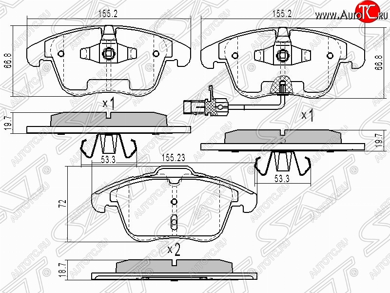 1 799 р. Колодки тормозные передние SAT  Audi A4  B7 - A6  C6  с доставкой в г. Омск