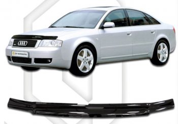 1 759 р. Дефлектор капота CA-Plastiс  Audi A6  C5 (1997-2004) дорестайлинг, седан, рестайлинг, седан (Classic черный, Без надписи)  с доставкой в г. Омск. Увеличить фотографию 1