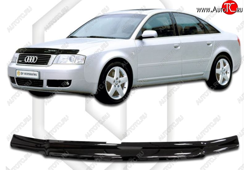 1 759 р. Дефлектор капота CA-Plastiс  Audi A6  C5 (1997-2004) дорестайлинг, седан, рестайлинг, седан (Classic черный, Без надписи)  с доставкой в г. Омск