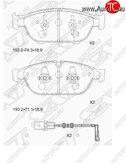 3 199 р. Комплект передних тормозных колодок SAT (Китай)  Audi A6  C7 - A8  D4  с доставкой в г. Омск