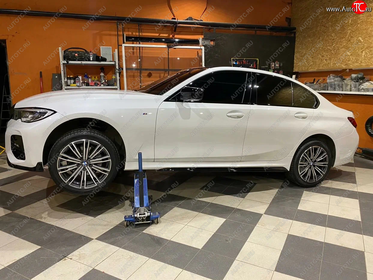 11 499 р. Пластиковые накладки M порогов  BMW 3 серия  G20 (2018-2022) седан (цвет: черный глянец)  с доставкой в г. Омск