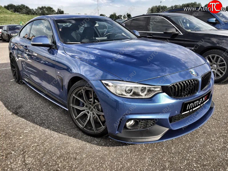 14 499 р. Сплиттер переднего бампера М-Perfomance  BMW 4 серия ( F32,  F36) (2013-2020) купе дорестайлинг, лифтбэк дорестайлинг, купе рестайлинг, лифтбэк рестайлинг (цвет: черный матовый)  с доставкой в г. Омск