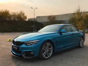 14 499 р. Сплиттер переднего бампера М-Perfomance  BMW 4 серия ( F32,  F36) (2013-2020) купе дорестайлинг, лифтбэк дорестайлинг, купе рестайлинг, лифтбэк рестайлинг (цвет: черный матовый)  с доставкой в г. Омск. Увеличить фотографию 3