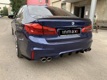 5 999 р. Накладки M-Perfomance под задний бампер (мини-лезвия) Inmax  BMW 5 серия  G30 (2016-2020) дорестайлинг, седан (цвет: черный глянец)  с доставкой в г. Омск. Увеличить фотографию 4