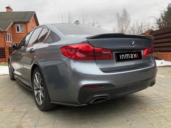 5 999 р. Накладки M-Perfomance под задний бампер (мини-лезвия) Inmax  BMW 5 серия  G30 (2016-2020) дорестайлинг, седан (цвет: черный глянец)  с доставкой в г. Омск. Увеличить фотографию 6