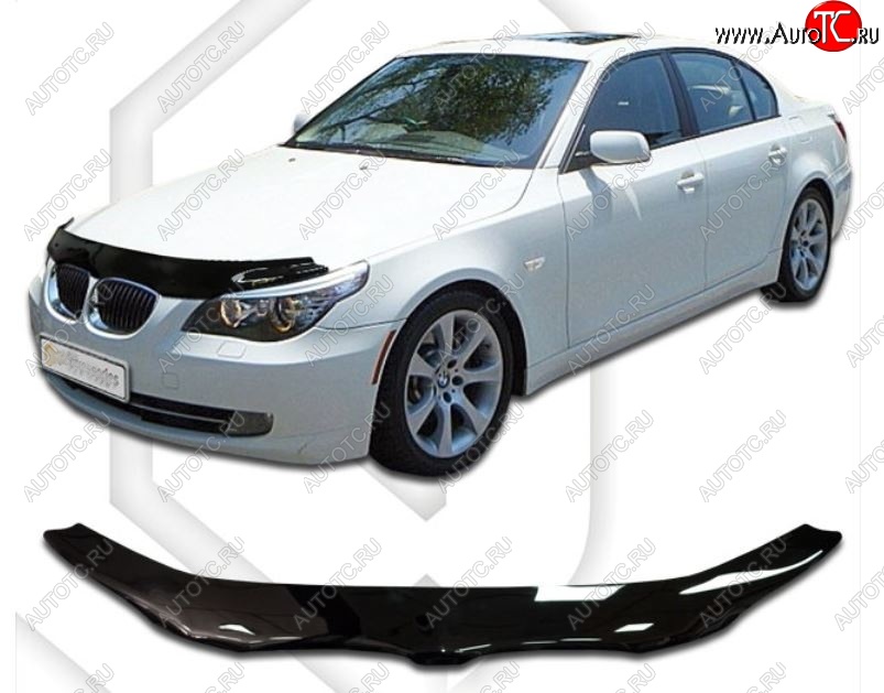 1 899 р. Дефлектор капота CA-Plastic  BMW 5 серия ( E60,  E61) (2003-2010) седан дорестайлинг, универсал дорестайлинг, седан рестайлинг, универсал рестайлинг (Classic черный, Без надписи)  с доставкой в г. Омск