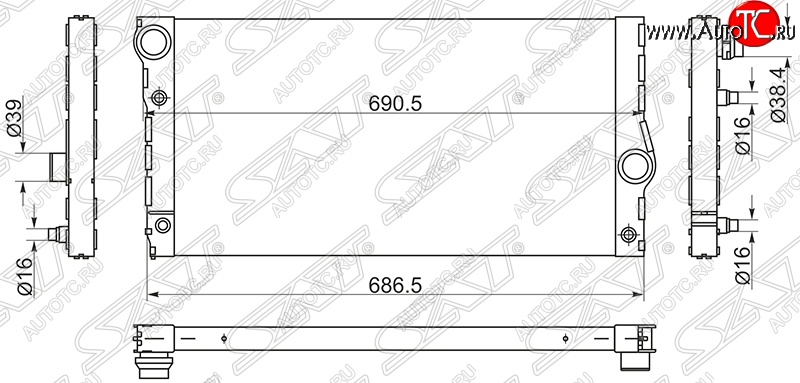 10 999 р. Радиатор двигателя SAT (пластинчатый)  BMW 5 серия ( F11,  F10) - 7 серия  F01-F04  с доставкой в г. Омск