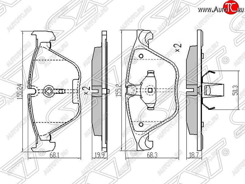 1 089 р. Колодки тормозные SAT (передние) BMW 5 серия F11 дорестайлинг, универсал (2009-2013)  с доставкой в г. Омск