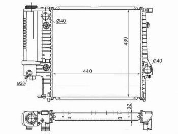 Радиатор двигателя SAT (пластинчатый, 1.6/1.8/2.0/2.5) BMW 3 серия E36 седан (1990-2000)