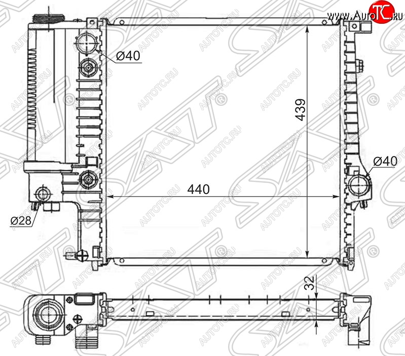 6 449 р. Радиатор двигателя SAT (трубчатый, 1.6/1.8/2.0/2.5) BMW 3 серия E36 седан (1990-2000)  с доставкой в г. Омск