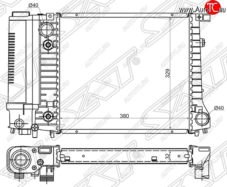 6 999 р. Радиатор двигателя SAT (трубчатый, 1.6/1.8) BMW 3 серия E30 седан (1982-1991)  с доставкой в г. Омск