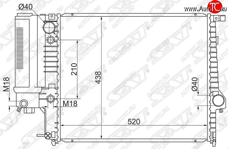 11 399 р. Радиатор двигателя SAT (пластинчатый, 1.8/2.0/2.5) BMW 5 серия E34 седан дорестайлинг (1988-1994)  с доставкой в г. Омск
