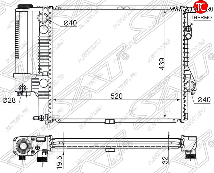 8 849 р. Радиатор двигателя SAT (пластинчатый, 2.0 / 2.3 / 2.8) BMW 5 серия E39 седан дорестайлинг (1995-2000)  с доставкой в г. Омск