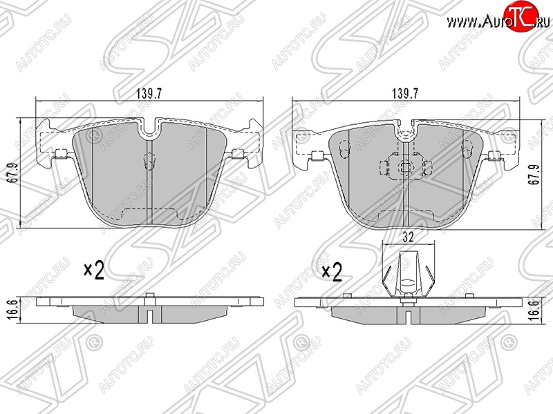 1 149 р. Колодки тормозные SAT (задние) BMW 3 серия E90 седан дорестайлинг (2004-2008)  с доставкой в г. Омск