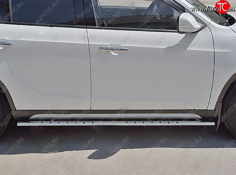 12 649 р. Защита порогов Russtal из трубы 75х42 овал с проступью  Brilliance V5 (2012-2018)  с доставкой в г. Омск