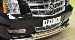 22 299 р. Защита переднего бампера (2 трубыØ76 мм, нержавейка) Russtal Cadillac Escalade GMT926 джип 5 дв. короткая база (2006-2014)  с доставкой в г. Омск. Увеличить фотографию 2