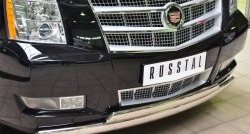 25 999 р. Защита переднего бампера (2 трубыØ75х42 мм, нержавейка) Russtal Cadillac Escalade GMT926 джип 5 дв. короткая база (2006-2014)  с доставкой в г. Омск. Увеличить фотографию 2