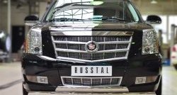 Защита переднего бампера (2 трубыØ75х42 мм, нержавейка) Russtal Cadillac Escalade GMT926 джип 5 дв. короткая база (2006-2014)