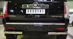 Защита заднего бампера (Ø76 мм уголки, нержавейка) SLITKOFF Cadillac Escalade GMT926 джип 5 дв. короткая база (2006-2014)