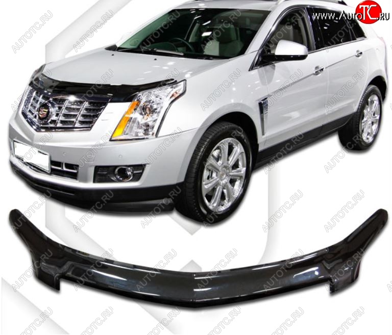 2 199 р. Дефлектор капота CA-Plastiс  Cadillac SRX (2010-2012) дорестайлинг (Classic черный, Без надписи)  с доставкой в г. Омск