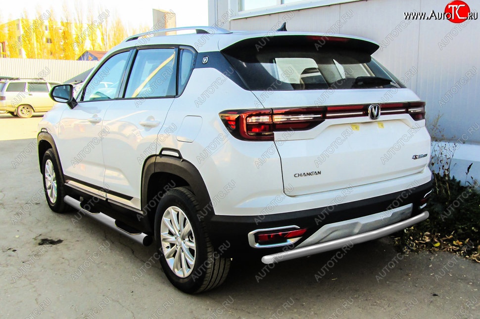 5 549 р. Защита заднего бампера Slitkoff (d42)  Changan CS35 Plus (2018-2022) дорестайлинг (Сталь с полимерным покрытием. Цвет: серебристый)  с доставкой в г. Омск