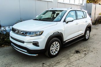 14 999 р. Пороги алюминиевые Slitkoff Changan CS35 Plus дорестайлинг (2018-2022) (Optima Black )  с доставкой в г. Омск. Увеличить фотографию 3