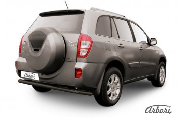 Защита заднего бампера Arbori (длинная, черная, 1 труба d57 mm). Chery Tiggo T11 рестайлинг (2013-2016)