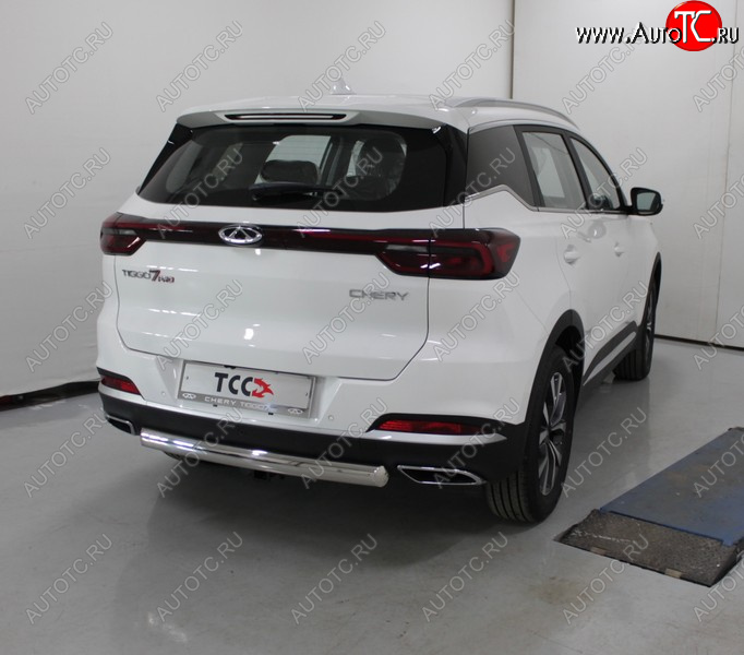 21 749 р. Защита заднего бампера (овальная, 2WD) ТСС 75х42 мм  Chery Tiggo 7 PRO (2019-2024)  с доставкой в г. Омск