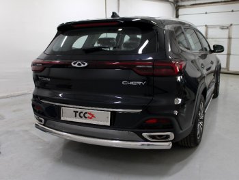 21 699 р. Защита заднего бампера (овальная) ТСС (нержавейка d 75х42 мм)  Chery Tiggo 8  (T18) (2019-2025) рестайлинг  с доставкой в г. Омск. Увеличить фотографию 1