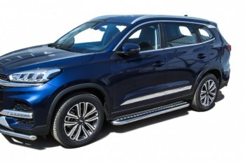 17 699 р. Защита порогов Slitkoff (Ø 57 мм, с листом)  Chery Tiggo 8  (T18) (2019-2024) рестайлинг  с доставкой в г. Омск. Увеличить фотографию 3